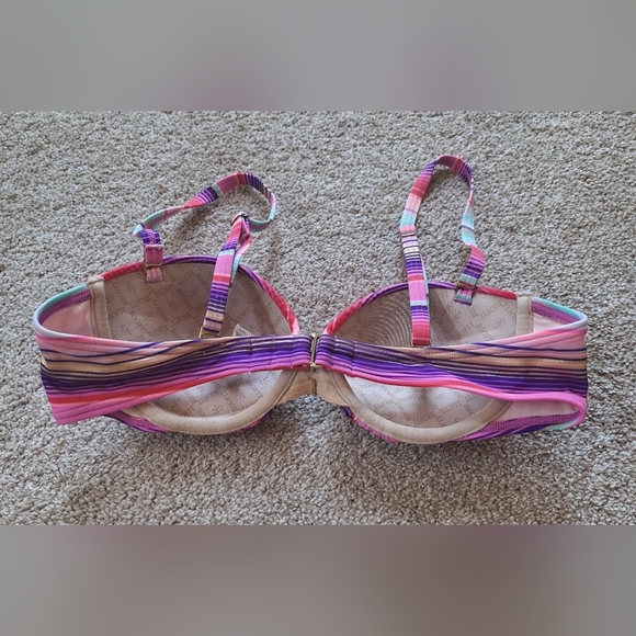 Victoria Secret Bikini Set Multicolor Stripes High Waist Womens Top 34B Bottom S - Picture 10 of 10